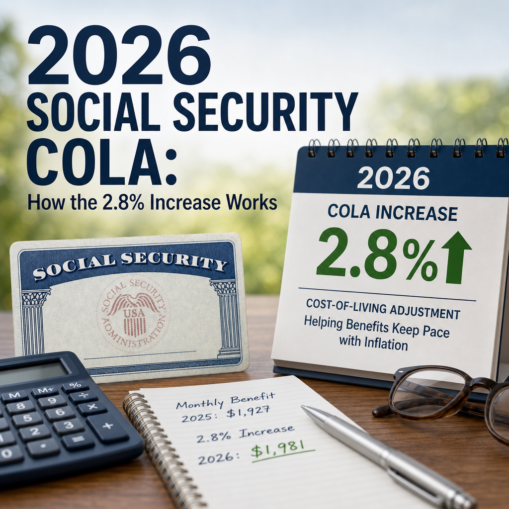 Chart showing 2026 Social Security COLA 2.8% benefit increase and inflation adjustment