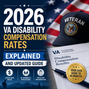 Veteran benefits guide showing 2026 VA disability compensation rates and payment updates