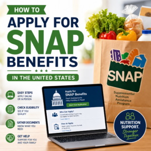 Step-by-step guide to apply for SNAP benefits in the United States, with eligibility and document requirements.