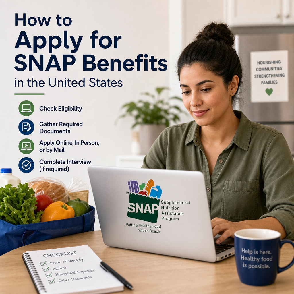 Checklist for applying for SNAP benefits, with eligibility, documents, and interview guidance