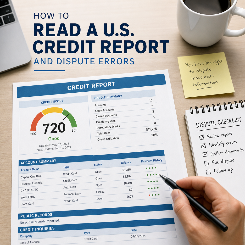 Step-by-step checklist for reading a U.S. credit report and spotting credit report errors