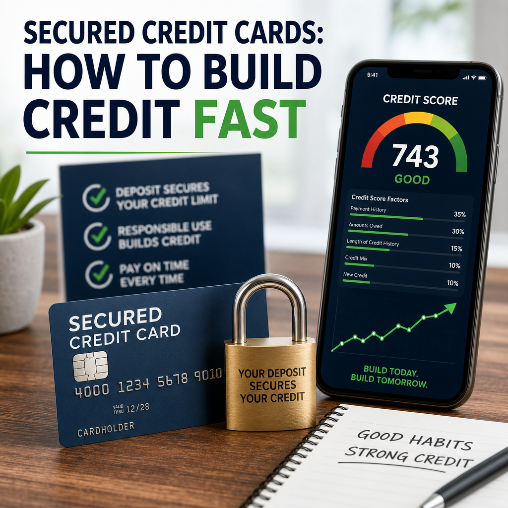 Secured credit cards guide with credit score tips and responsible use for building credit fast