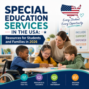 Illustration of special education services in the USA with resources and support for students and families in 2026